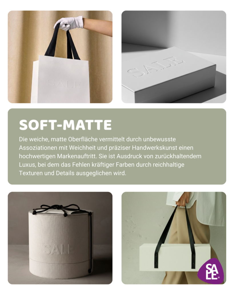 Soft-Matte-Laminierung als Veredelungstrends bei Verpackungsoberflächen 2026 für Luxusmarken.