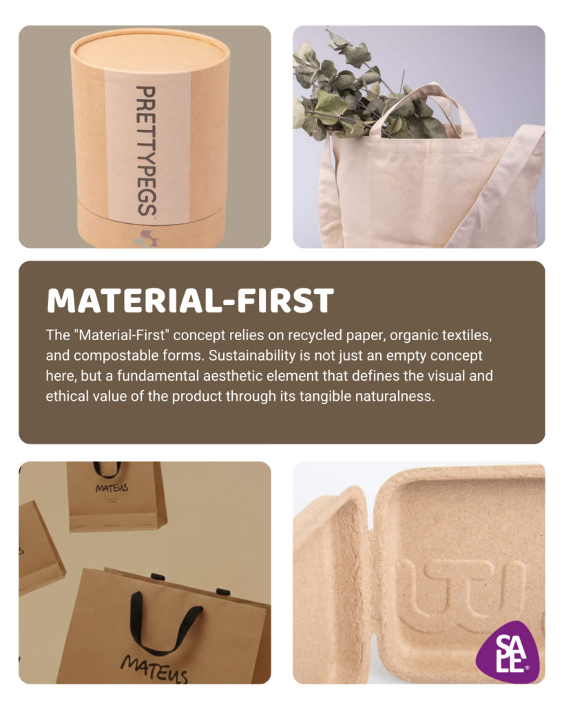 Sustainable packaging made from recycled paper and organic textiles, following the Packaging Surface Finish Trends 2026 for eco-conscious brands